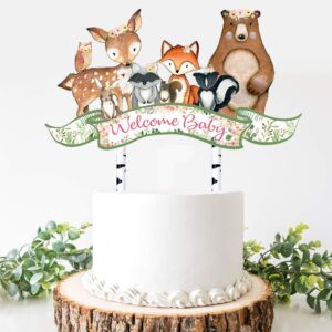 Woodland Baby Shower Cake Topper, Woodland Welcome Baby Topper, Woodland Animals, Baby Shower Decoration