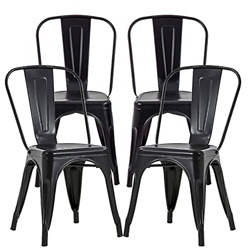 FDW Metal Dining Chairs Set of 4 Metal Chairs Patio Chair 18 Inches Seat Height Dining Room Kitchen Chair Tolix Restaurant Chairs Bar Stackable Chair Trattoria Metal Indoor Outdoor Chairs