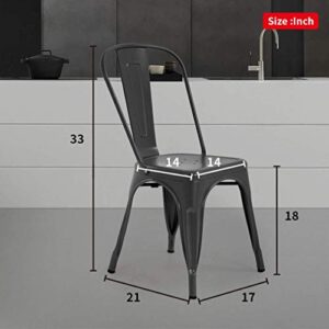 FDW Metal Dining Chairs Set of 4 Metal Chairs Patio Chair 18 Inches Seat Height Dining Room Kitchen Chair Tolix Restaurant Chairs Bar Stackable Chair Trattoria Metal Indoor Outdoor Chairs