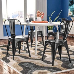 FDW Metal Dining Chairs Set of 4 Metal Chairs Patio Chair 18 Inches Seat Height Dining Room Kitchen Chair Tolix Restaurant Chairs Bar Stackable Chair Trattoria Metal Indoor Outdoor Chairs