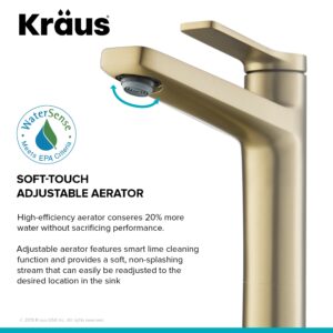 Kraus KVF-1400BG Indy Single Handle Vessel Bathroom Faucet, Brushed Gold