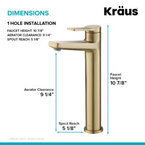 Kraus KVF-1400BG Indy Single Handle Vessel Bathroom Faucet, Brushed Gold