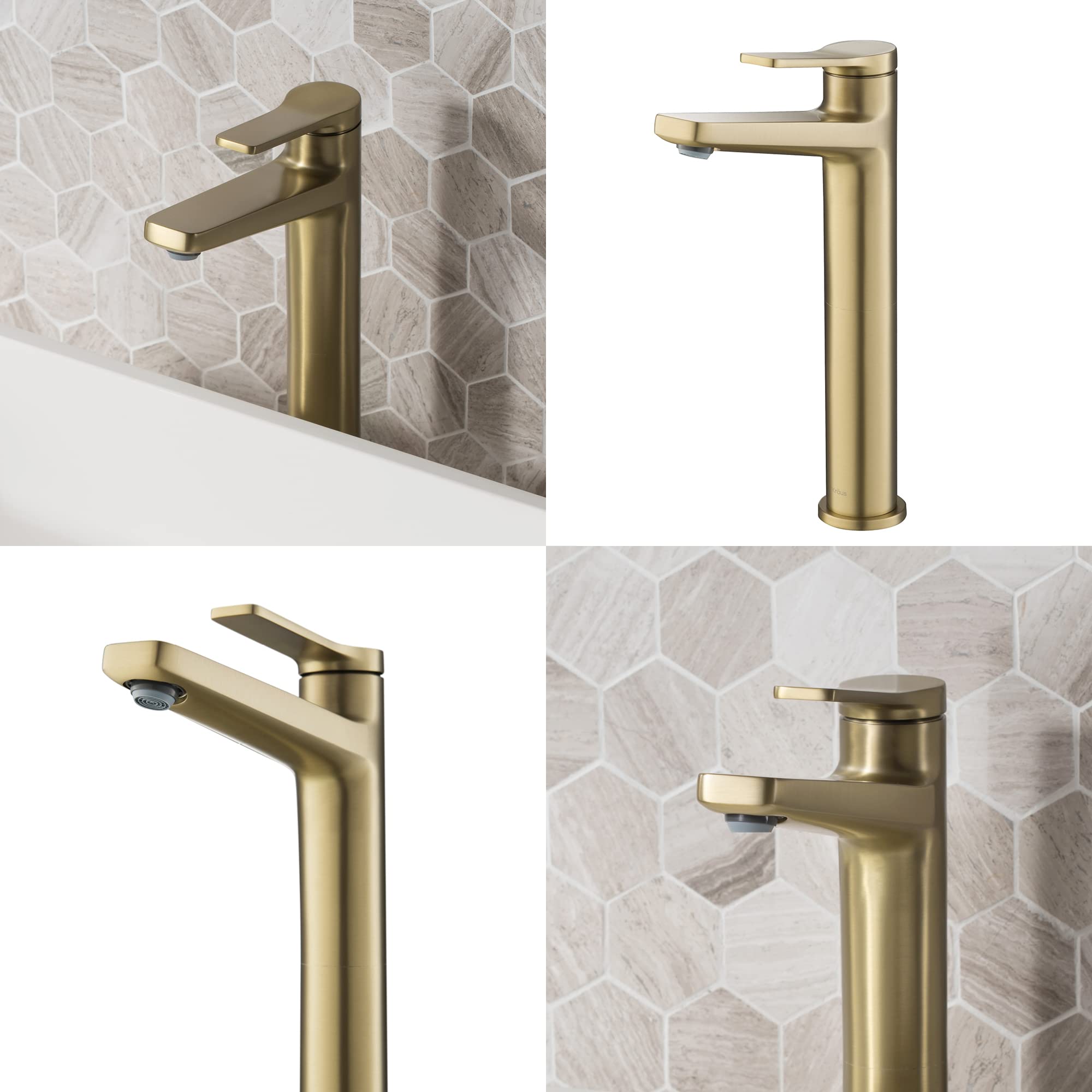 Kraus KVF-1400BG Indy Single Handle Vessel Bathroom Faucet, Brushed Gold