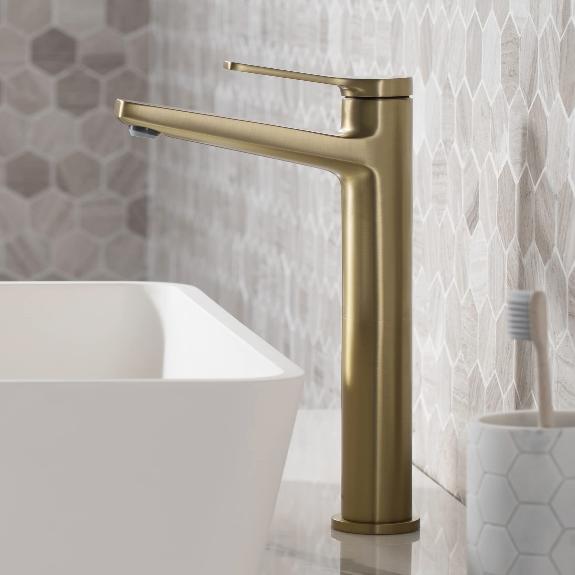 Kraus KVF-1400BG Indy Single Handle Vessel Bathroom Faucet, Brushed Gold