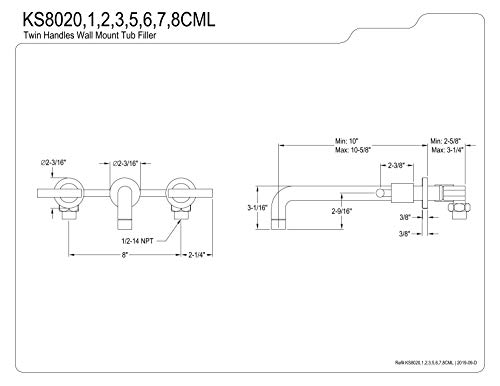 Kingston Brass KS8020CML Manhattan Tub Faucet, Matte Black, 12.5 x 10 x 3.06