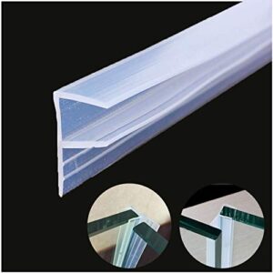 queenbox shower door seal strip 120 inches cuttable length, 20mm extended water retaining edge, frameless glass door/window sweep to stop shower water leaks, 1/4"(6mm) glass thickness, clear (f-type)