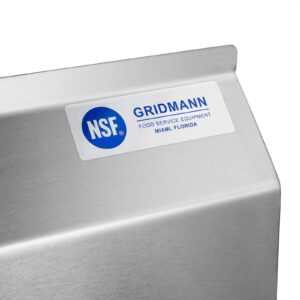 GRIDMANN Stainless Steel 1 Compartment Utility Sink with Left Drainboard, NSF Certified Commercial Kitchen Sink, 18" x 18" x 12" Bowl