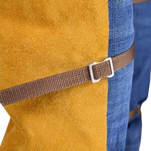 Oncefirst Welding Safety Chaps Leather Apron Style Adjustment Split Leg Fire & Wear Resistant Safety Apparel Yellow One Size