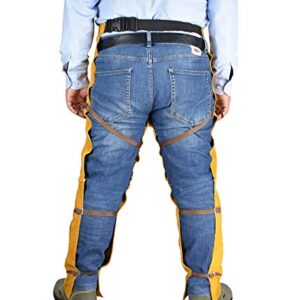 Oncefirst Welding Safety Chaps Leather Apron Style Adjustment Split Leg Fire & Wear Resistant Safety Apparel Yellow One Size