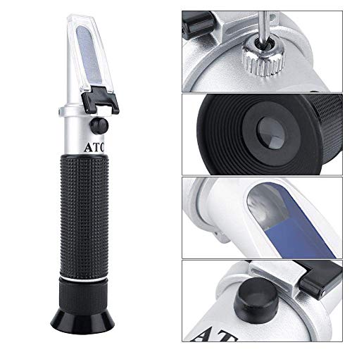 Salinity Refractometer, Handheld 0 to 100% Salinity Refractometer Salinometer Portable Sea Water Salt Concentration Tester Meterwith Automatic Temperature Compensation