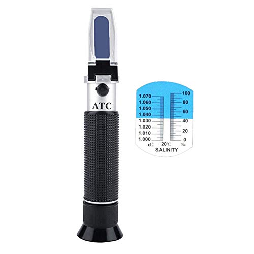 Salinity Refractometer, Handheld 0 to 100% Salinity Refractometer Salinometer Portable Sea Water Salt Concentration Tester Meterwith Automatic Temperature Compensation