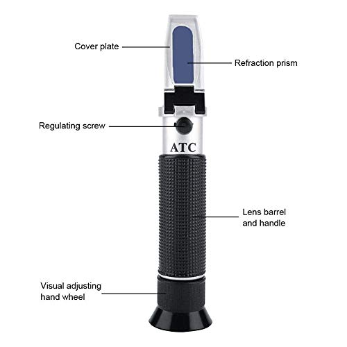 Salinity Refractometer, Handheld 0 to 100% Salinity Refractometer Salinometer Portable Sea Water Salt Concentration Tester Meterwith Automatic Temperature Compensation