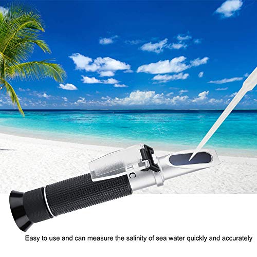 Salinity Refractometer, Handheld 0 to 100% Salinity Refractometer Salinometer Portable Sea Water Salt Concentration Tester Meterwith Automatic Temperature Compensation