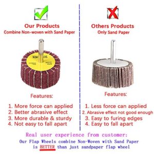 SCOTTCHEN Abrasive Flap Wheel Sander 2"x1" x 1/4" Shank Mounted Non-woven Interleaves for Drill Grit 40/60/80x2/120 - 5 Pack