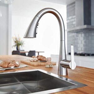 GROHE 30368DC2 Zedra Pull-Down Kitchen Faucet with sprayer Supersteel (Stainless Steel)