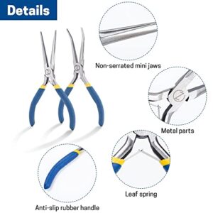 VISEMAN 6" Mini Needle Nose Pliers with Comfort Grip Handles, 2PCS Long Nose Pliers Set for Handmade Craft