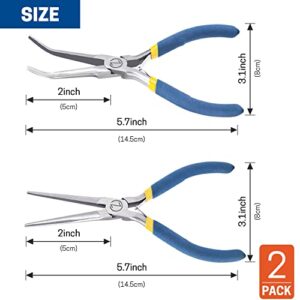 VISEMAN 6" Mini Needle Nose Pliers with Comfort Grip Handles, 2PCS Long Nose Pliers Set for Handmade Craft