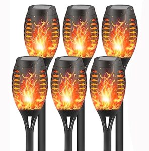 faishilan 6 pack solar flame flickering torch solar outdoor lights led waterproof solar flame light torches landscape torch solar powered led light for outside pathway yard dusk to dawn