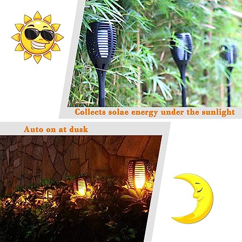 FAISHILAN 6 Pack Solar Flame Flickering Torch Solar Outdoor Lights LED Waterproof Solar Flame Light Torches Landscape Torch Solar Powered LED Light for Outside Pathway Yard Dusk to Dawn