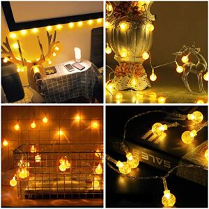 Tasodin 33 FT 80 LED Mini Globe Indoor String Lights Battery Operated 8 Modes with Remote Decorative Bedroom Room Dorm Yard, Waterproof Outdoor Patio Garden Home Christmas Party, Warm White