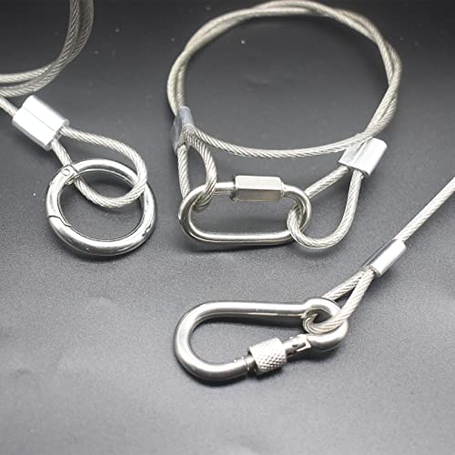 Bytiyar 20 pcs 6 inch (15cm) 3mm Thickness Stainless Steel Wire Cable with Loops Vinyl Cover Coated Short Rope Lanyard Lock Safety Tether Chains, Clear