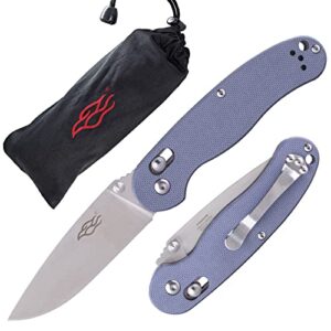 firebird ganzo folding pocket knife fb727s-gy 440c stainless steel blade g10 anti-slip handle with clip hunting fishing camping gear outdoor folder edc pocket knife (gray)