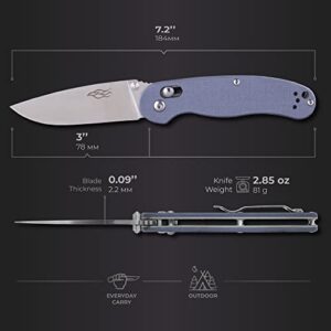 Firebird GANZO Folding Pocket Knife FB727S-GY 440C Stainless Steel Blade G10 Anti-Slip Handle with Clip Hunting Fishing Camping Gear Outdoor Folder EDC Pocket Knife (Gray)