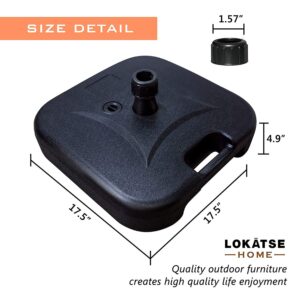 LOKATSE HOME 17.5'' Outdoor Patio Base Stand for Dia 38mm Umbrella Pole(Water Filled to 47lbs), 17. 5 inches, Black