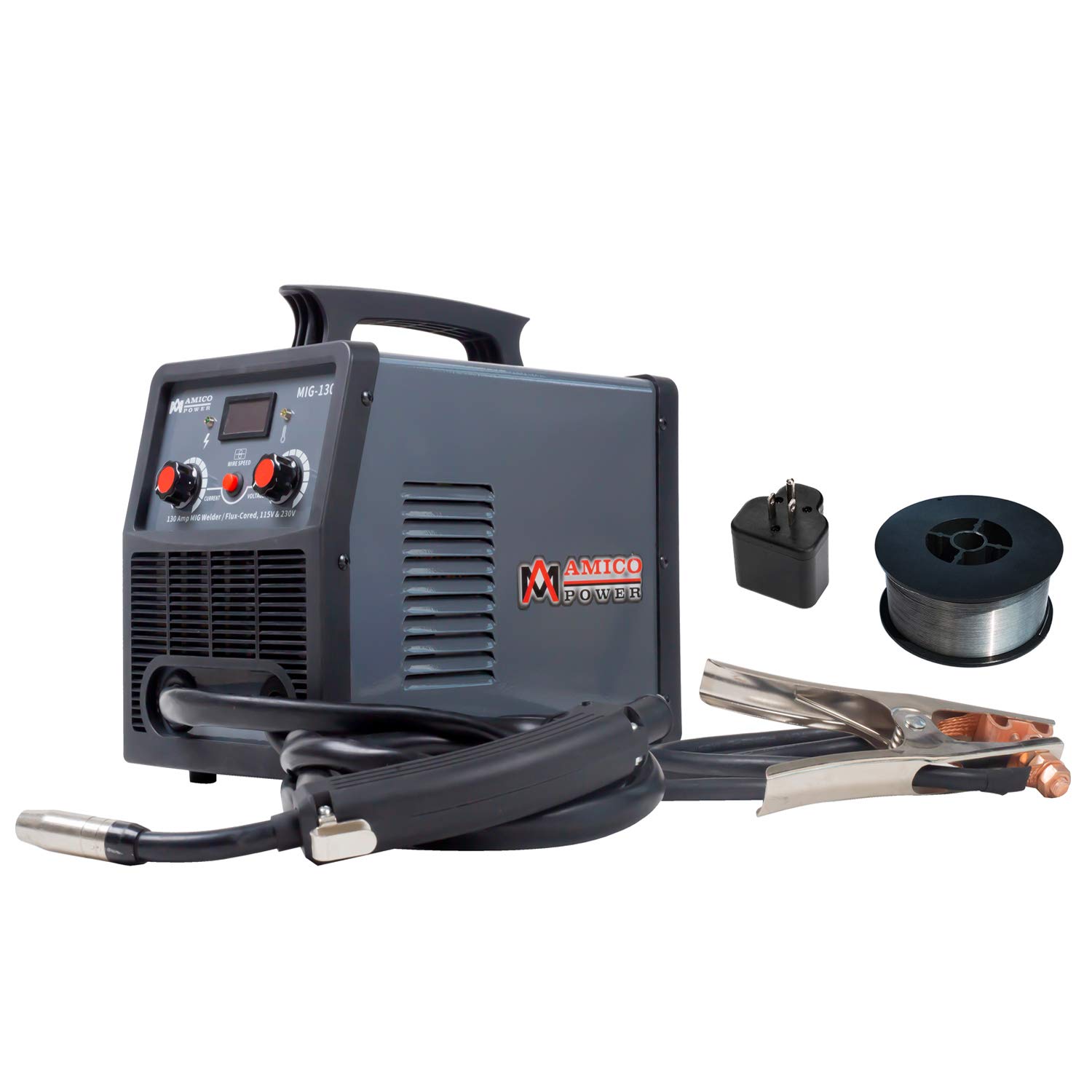 Amico MIG-130A, 130 Amp Flux Cored Gasless MIG Welding Machine, 115/230V Dual Voltage Welder New