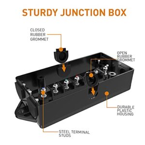 Nilight - 50048R 7 Way Electrical Trailer Junction Box 7 Gang Trailer Wire Connector Junction Box Weatherproof for Rewiring Camper RV Caravans Boat 7 Pole Cable Connection Box,2 Years Warranty