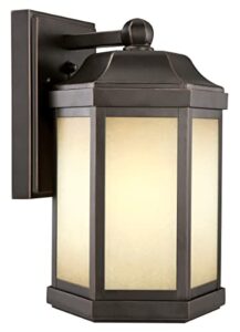 design house 514992-led oil rubbed bronze led bennett traditional wall mount 1-light indoor/outdoor dimmable with amber glass for porch entryway patio garage