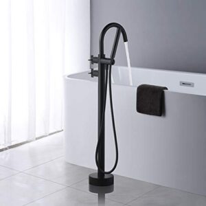 Artiqua Freestanding Bathtub Faucet Tub Filler Black Floor Mount Brass Faucets with Hand Shower