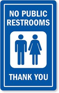 smartsign “no public restrooms, thank you” glass door decal | 8"x5" polyester
