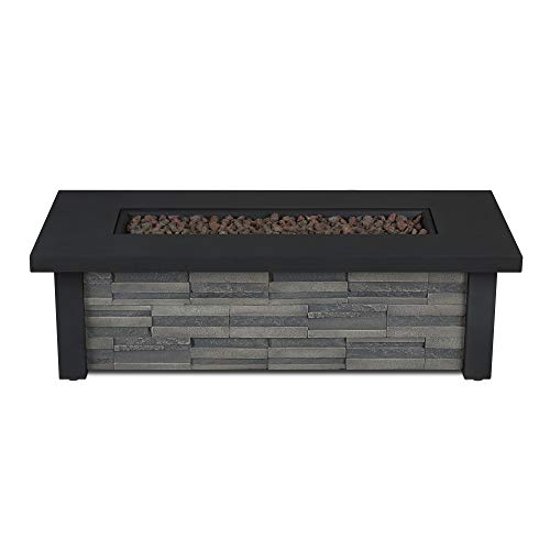 Real Flame Berthoud Propane Fire Table in Stacked Stone with NG Conversion