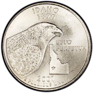 2007 p & d satin finish idaho state quarter choice uncirculated us mint 2 coin set