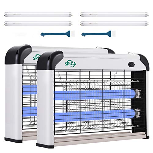 SPICA 2 Pack Insect Killer Bug Zapper Indoor, 20W Electronic Mosquito Fly Moth Wasp Pest Killer, Includes 4 Replacements UVA Light Bulbs