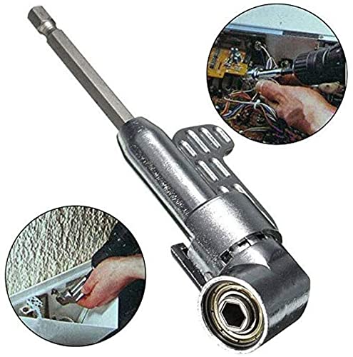 105 Degree Right Angle Driver Angle Extension Power Screwdriver Drill Attachment with 1/4 Drive 6mm Hex Bit Magnetic Drill Bit Socket Angled Bit Power Drill Tool and Soft Shaft