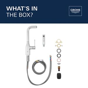 GROHE 30271BE0 Essence Single-Handle Kitchen Sink Faucet with Pull-Down Sprayer, Brass, Polished Nickel Infinity Finish