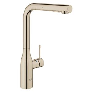 GROHE 30271BE0 Essence Single-Handle Kitchen Sink Faucet with Pull-Down Sprayer, Brass, Polished Nickel Infinity Finish