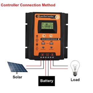 Qiilu PWM Solar Charge Controller Solar Panel Battery Intelligent Regulator with Dual USB LCD Display (50A)