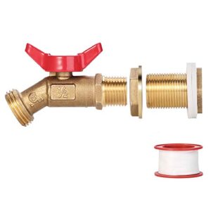 wadeo brass rain barrel quarter turn ball valve spigot with bulkhead fitting