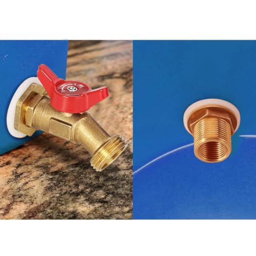 WADEO Brass Rain Barrel Quarter Turn Ball Valve Spigot with Bulkhead Fitting