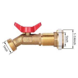 WADEO Brass Rain Barrel Quarter Turn Ball Valve Spigot with Bulkhead Fitting