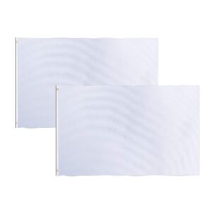 consummate solid white flag 3x5 foot plain white blank flags banner polyester with brass grommets,2 pack