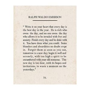 write it on your heart - motivational wall decor print, ralph waldo emerson quotes wall art for living room decor, office decor, and study wall decorations. unframed poetry wall art print- 8x10”