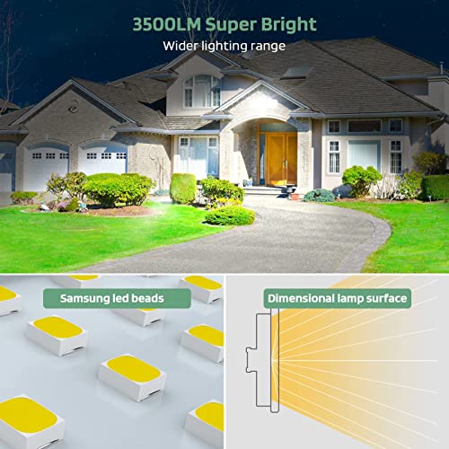 GLORIOUS-LITE LED Security Lights Motion Sensor Outdoor Lights, 35W 3500LM Hardwired Led Flood Light Outdoor with 3 Adjustable Head, 5500K, IP65 Waterproof for Porch Garage Yard(Not Solar)
