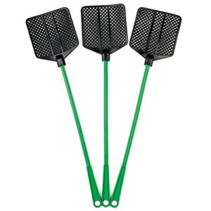 ofxdd rubber fly swatter, long fly swatter pack, fly swatter heavy duty, green color (3 pack)