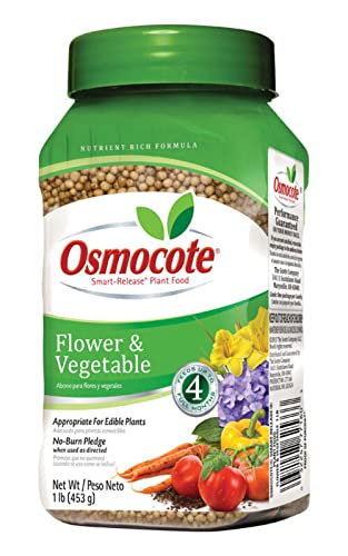 Osmocote 277160 Flower and Vegetable Smart-Release Plant Food, 14-14-14, 1-Pound Bottle (Рack of 2)