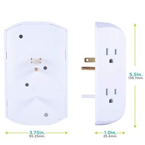 PHILIPS 6-Outlet Extender with Resettable Circuit Breaker, Grounded Adapter, Multi Outlet Wall Charger, Side Access, Space Saving Design, Wall Tap, White, SPS1460WH/37