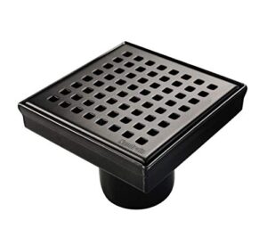 neodrain 4-inch square shower drain with removable quadrato pattern grate,brushed 304 stainless steel square drain, with watermark&cupc certified, hair strainer,black
